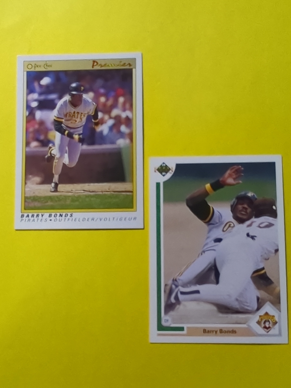 BARRY BONDS PITTSBURGH PIRATES 1991 UPPER LOT OF 2 - GEM